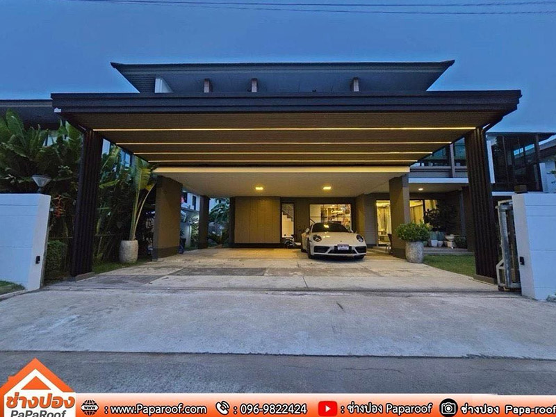image2 ติดตั้งไฟริบบิ้นบนหลังคาเมทัลชีทอย่างประณีตและปลอดภัย